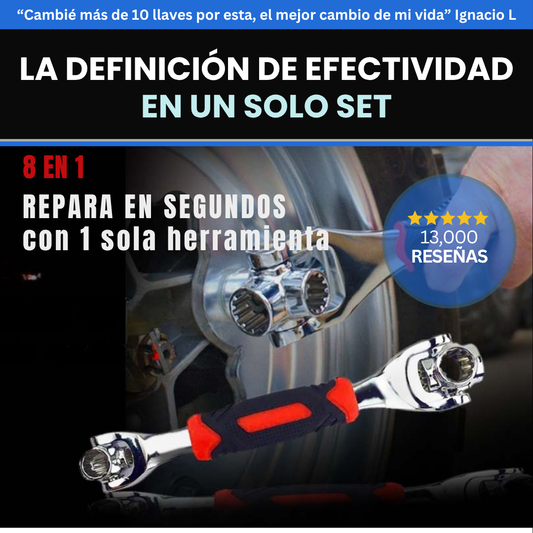 Llave Ajustable 8 en 1 – Repara Todo Sin Cambiar de Herramienta